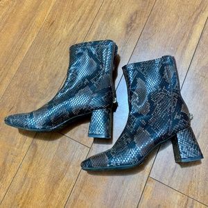 Primark Women's Brown and Tan Snakeskin Ankle Boots Size 7